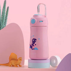 Chahua Vacuum Flask Stainless Steel Thermos with Straw 370ml-Pink/Blue