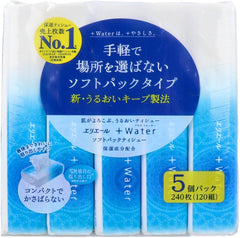 Elleair Plus Water Soft Pack of 5 240 Sheets (120 Pairs) Tissue Paper