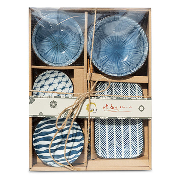 6pc "Blue Line" Porcelain Dinner Set