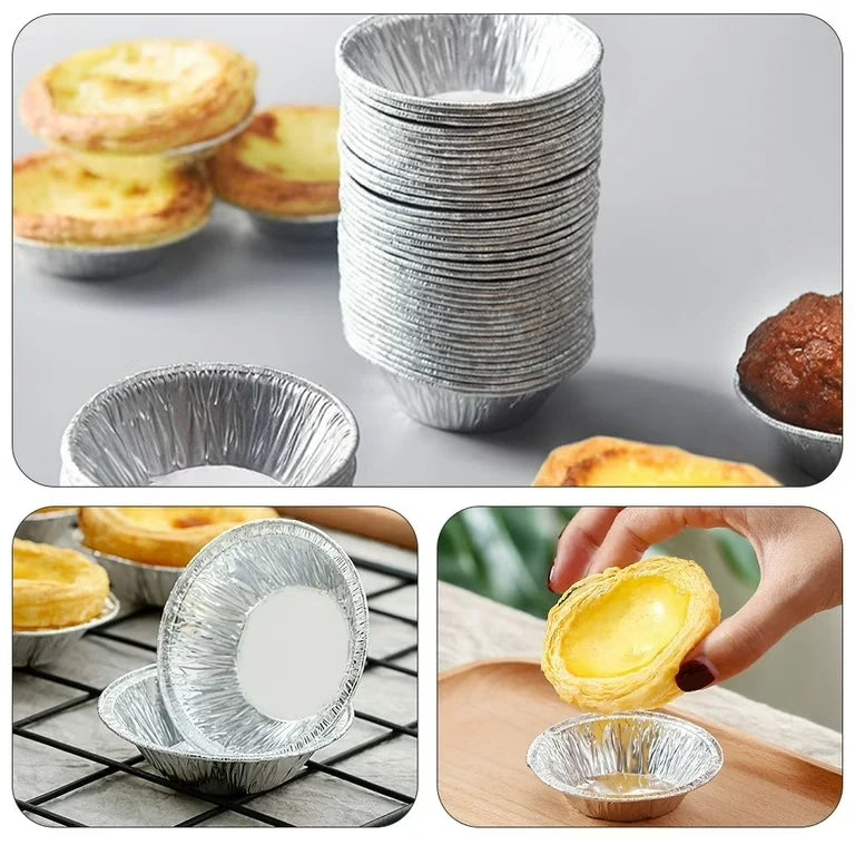 Disposable Egg Tart Moulds for Baking, Aluminum Foil Bakeware for Baking, 30pcs