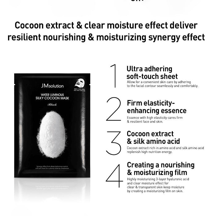 JM Solution Water Luminous Silky Cocoon Mask Black 10Pcs