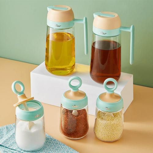 Bear Seasoning Spice Jar & Oil Dispenser Set 5pcs
