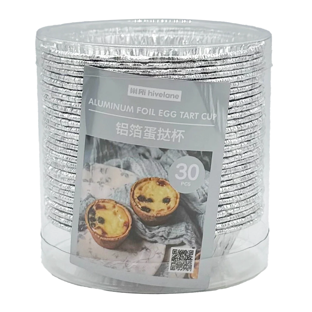 Disposable Egg Tart Moulds for Baking, Aluminum Foil Bakeware for Baking, 30pcs