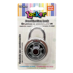 45mm Office Works brand metal combination padlock designed for school or office lockers.