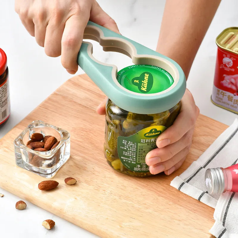 Jar Opener 5 in 1 Multi Function Can Opener Bottle Opener Kit with Silicone Handle