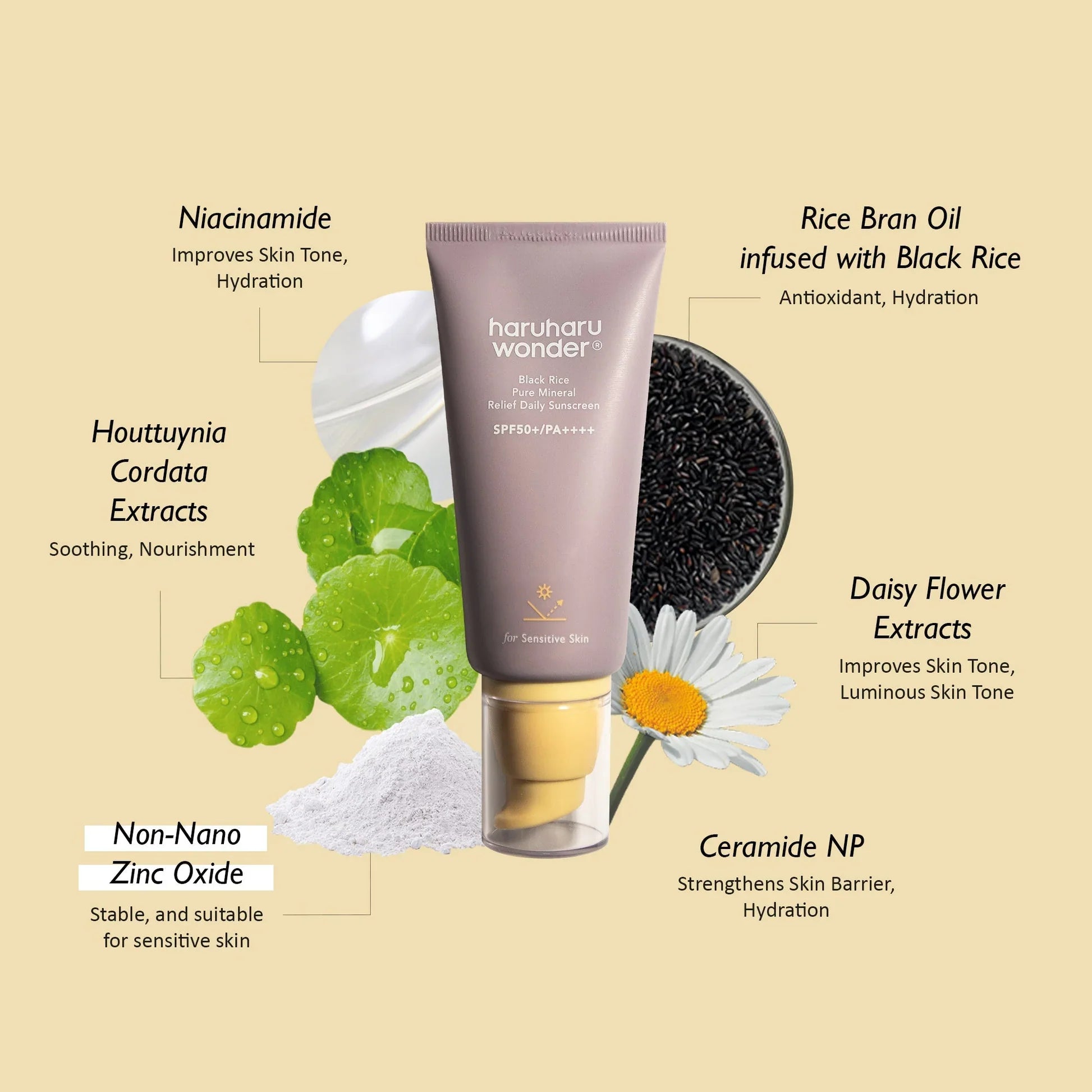 Haruharu wonder Black Rice Pure Mineral Relief Daily Sunscreen SPF50+ PA++++ 50ml